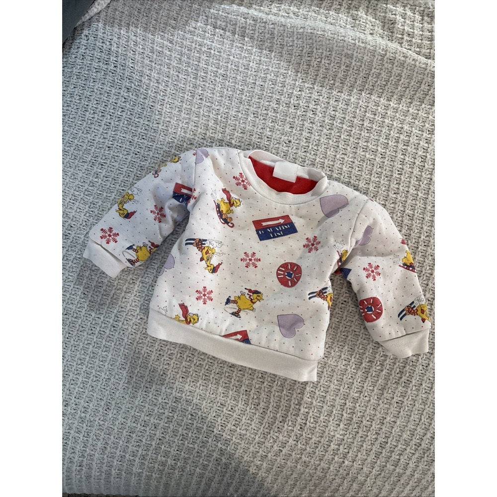 Vintage Tweety Bird Sweatshirt Kids JCPenney All Over Print Winter Ski Crewneck